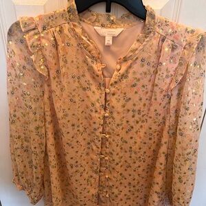LC Lauren Conrad Peach Floral Blouse
